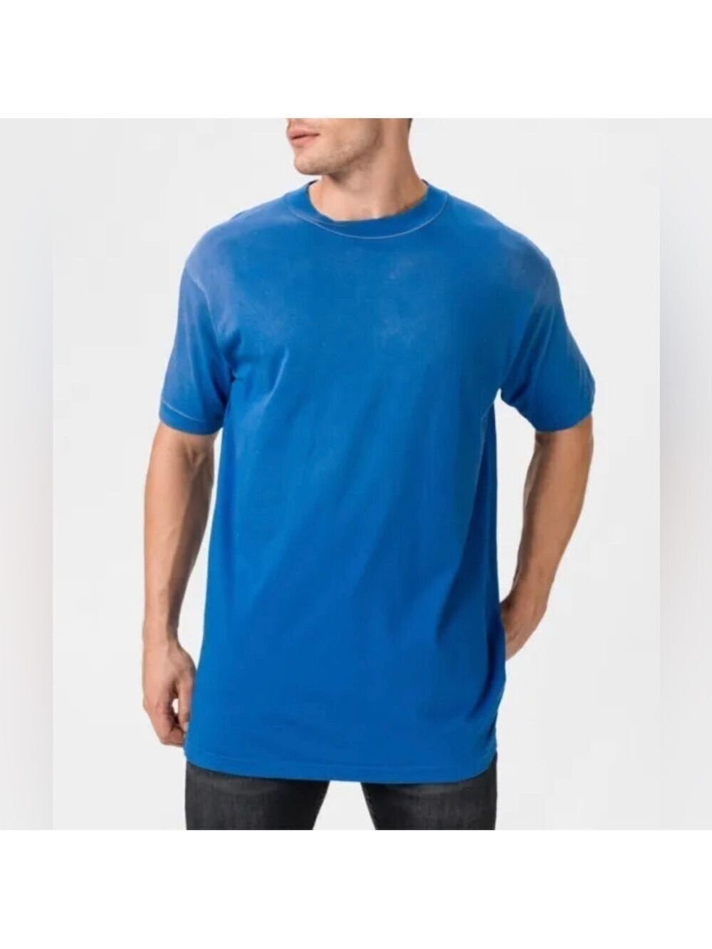 Men’s Diesel T-Gila Blue Oversize T Shirt Holes Detail Pattern Size Medium!